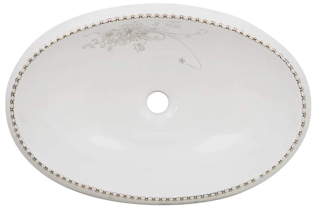 vidaXL Νιπτήρας Οβάλ Λευκός 59 x 40 x 15 εκ. Κεραμικός
