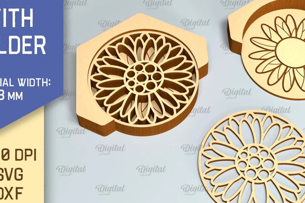 Σετ των 2 Intra απο ξύλο plywood 3mm-4mm πάχος - Σουβέρ με θήκη Laser Cut  Δίασταση 30x20 cm INTRAFABR-90522982