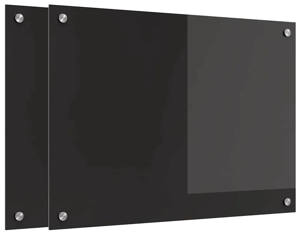 vidaXL Πίσω Πάνελ Κουζίνας 2 pcs Μαύρο 70 x 50 cm σκληρυμένο γυαλί