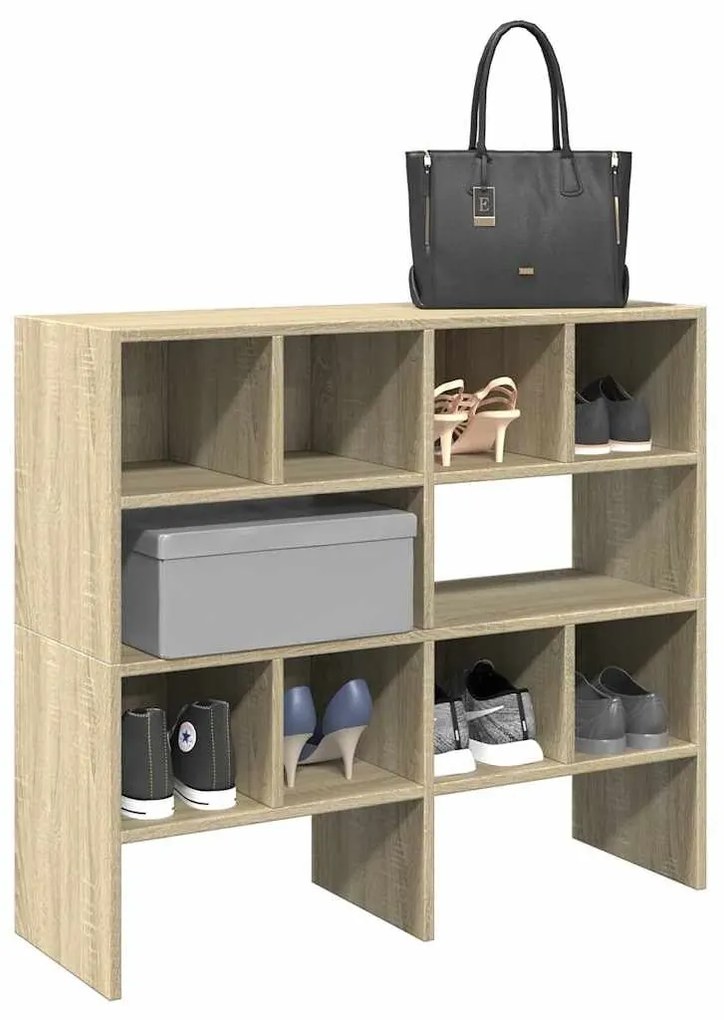 Ράφια παπουτσιών 2 τμχ στοιβαζόμενα Sonoma Oak 89,5x30x40 cm - Καφέ