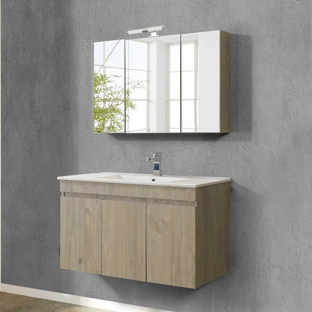 Σετ Έπιπλο Μπάνιου OMEGA BEIGE OAK 120 9SOM120BO0 Πάγκο 120x46x60 με μια γούρνα  9SOM120BO0