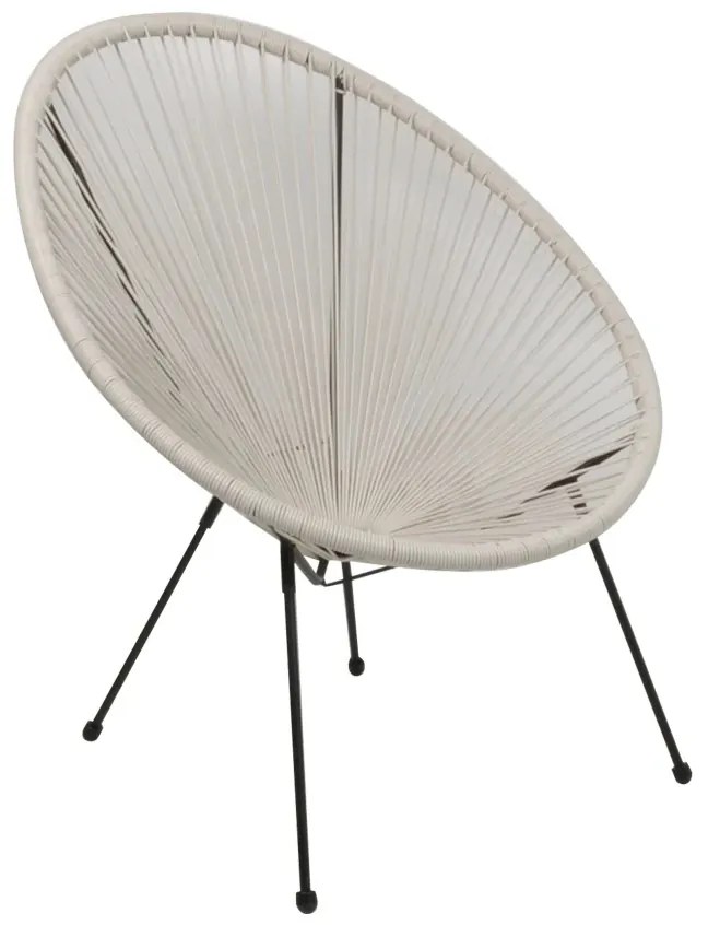 Πολυθρόνα ACAPULCO Μέταλλο/Wicker Μαύρο/Άσπρο 73x79x86cm