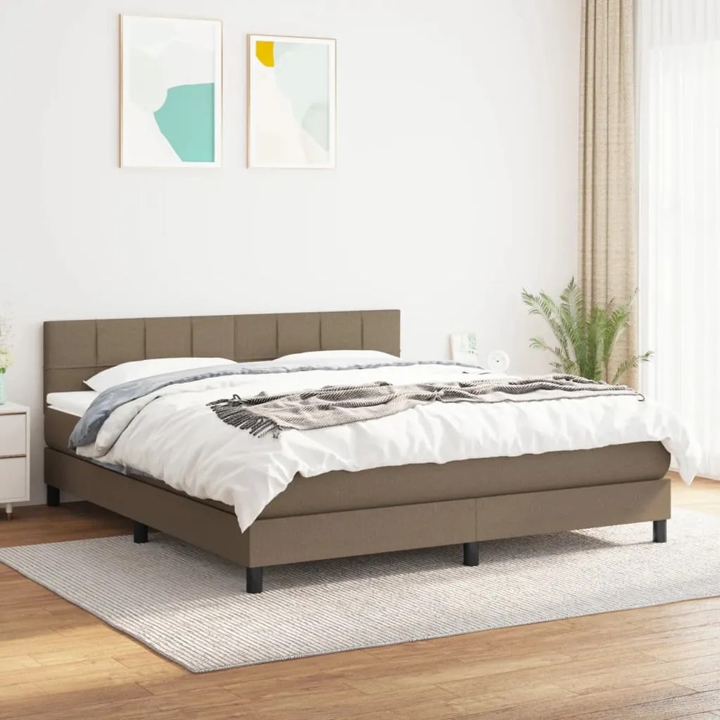 Κρεβάτι Boxspring με Στρώμα Taupe 160x200 εκ. Υφασμάτινο