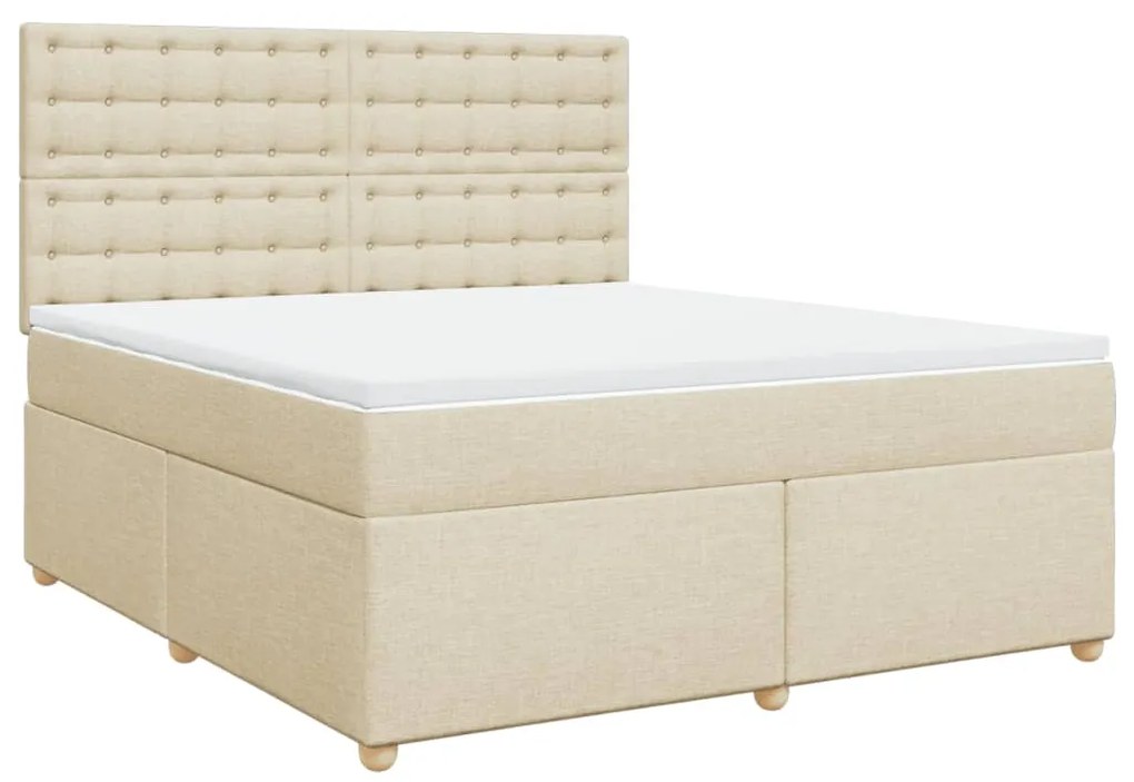 vidaXL Κρεβάτι Boxspring με Στρώμα Κρεμ 180x200 εκ. Υφασμάτινο