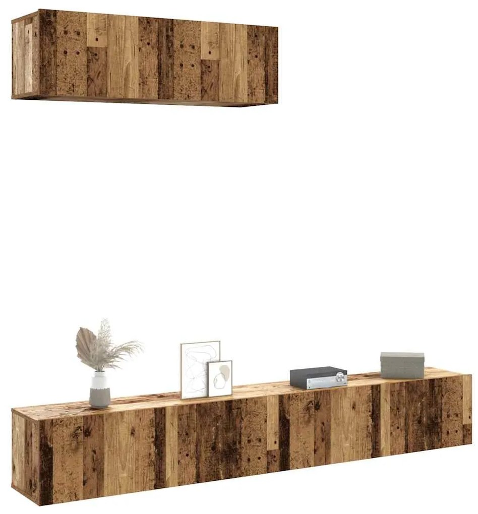 Σετ επίτοιχου ντουλαπιού τηλεόρασης 3 τεμαχίων Παλαιό ξύλο