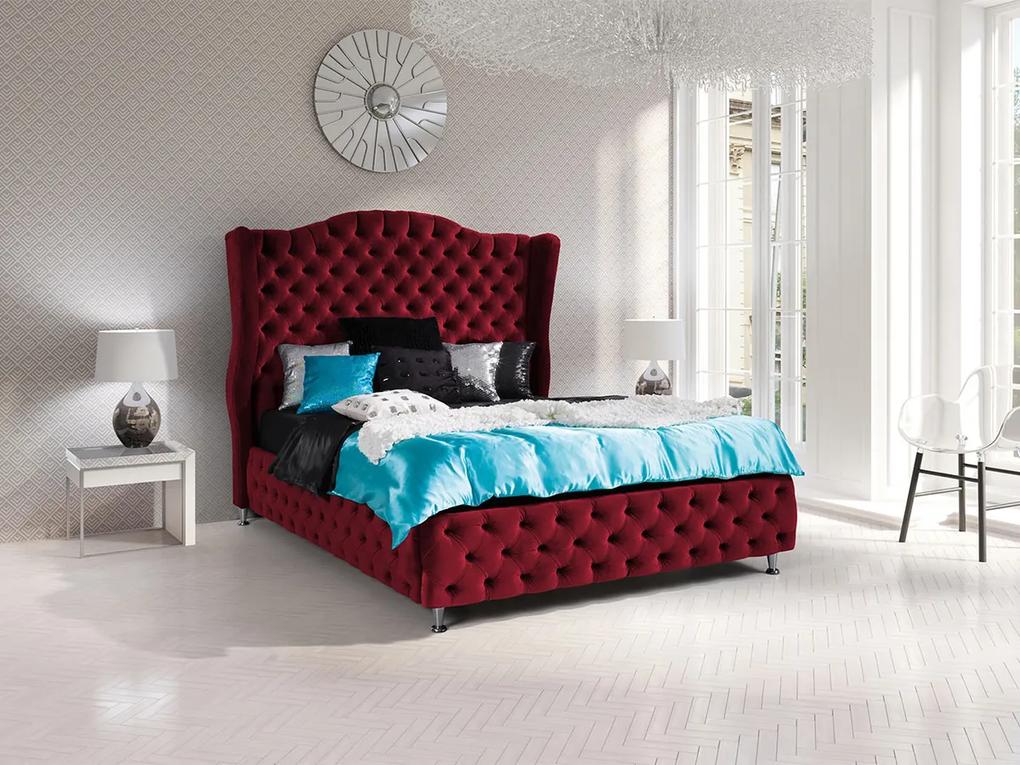 Κρεβάτι Florence 102, Διπλό, Κόκκινο, 180x200, Ταπισερί, 207x222x162cm, 116 kg | Epipla1.gr