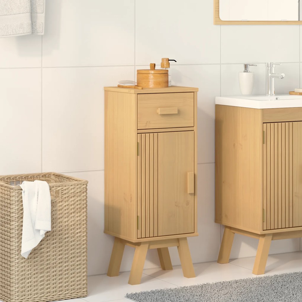 vidaXL Ντουλάπα Αποθήκευσης μπάνιου  35x30x90 εκ από μασίφ ξύλο πεύκου