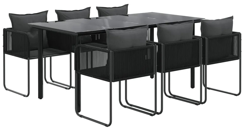 vidaXL Σετ Τραπεζαρίας Κήπου 7 Τεμαχίων Μαύρο