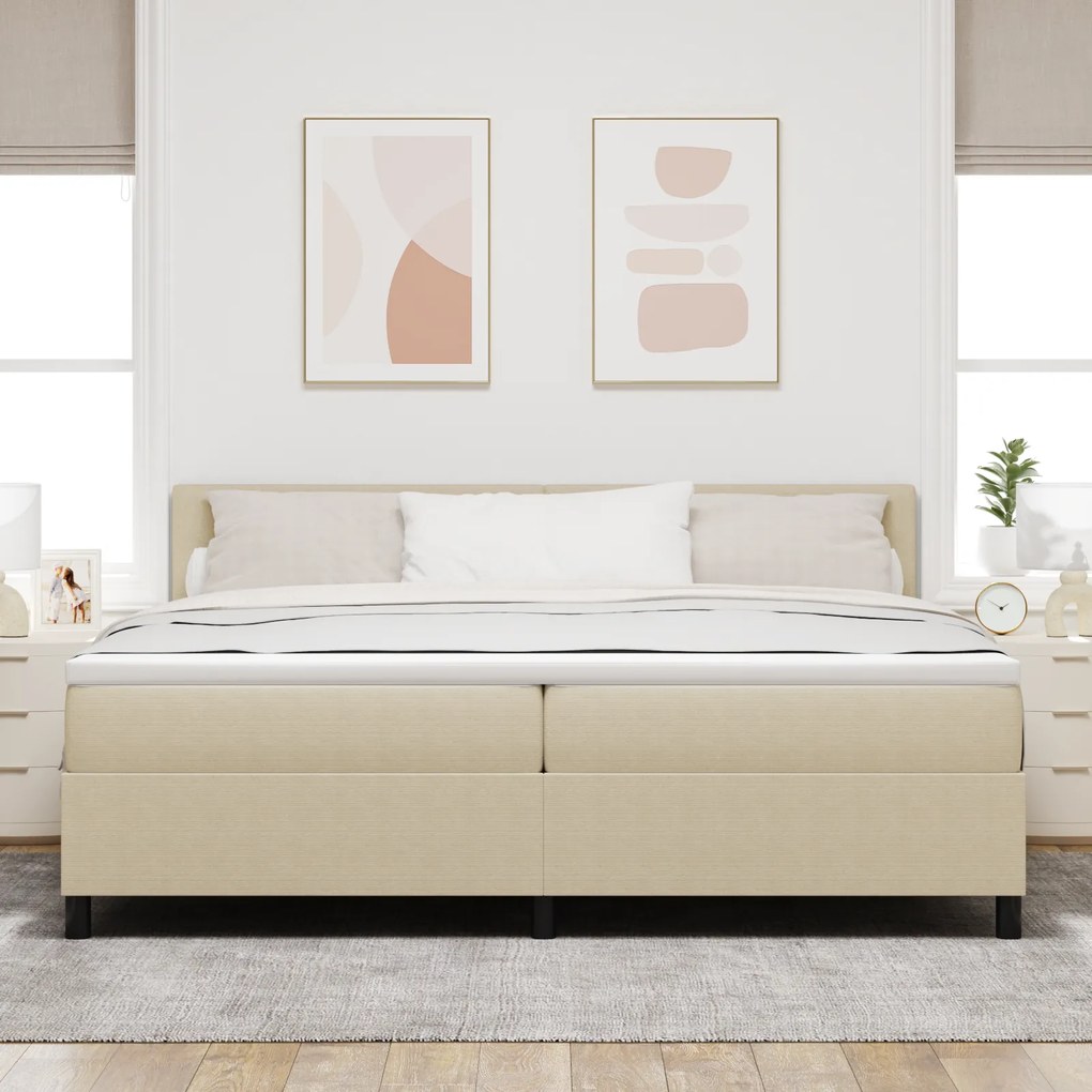 vidaXL Κρεβάτι Box Spring με Στρώμα & LED Φως Πράσινο Γκρι 200x200 cm από Ύφασμα Κόρντουροϊ