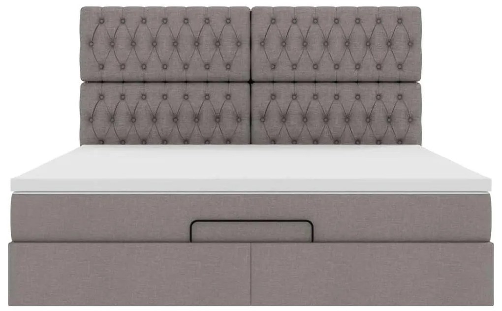 vidaXL Οθωμανικό κρεβάτι με στρώμα Taupe 180x200cm ύφασμα