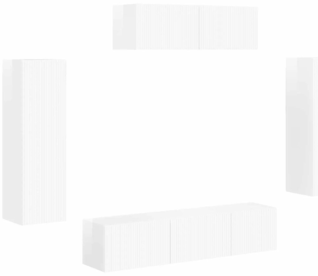 vidaXL Ντουλάπι TV 3 pcs Υψηλής γυαλάδας λευκό