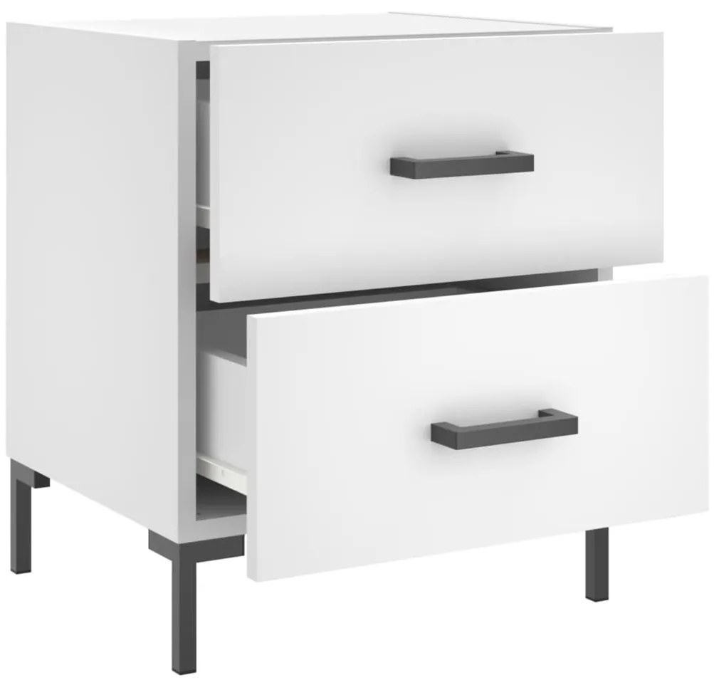 vidaXL Κομοδίνα 2 τεμ. Λευκά 40 x 35 x 47,5 εκ. από Επεξεργασμένο Ξύλο