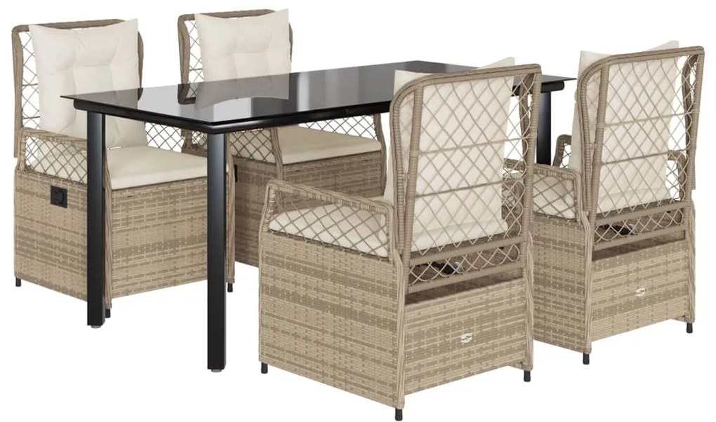 vidaXL Σετ Τραπεζαρίας Κήπου 5 τεμ. Μπεζ Συνθετικό Ρατάν με Μαξιλάρι