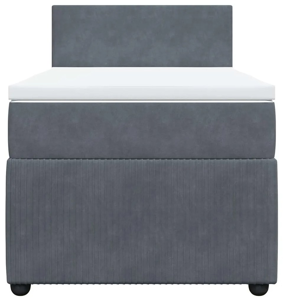 vidaXL Κρεβάτι Boxspring με Στρώμα Σκούρο Γκρι 100x200 εκ. Βελούδινο