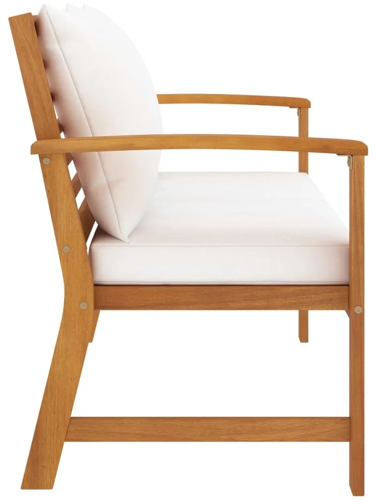 vidaXL Παγκάκι Κήπου 120 εκ. από Μασίφ Ξύλο Ακακίας με Κρεμ Μαξιλάρι