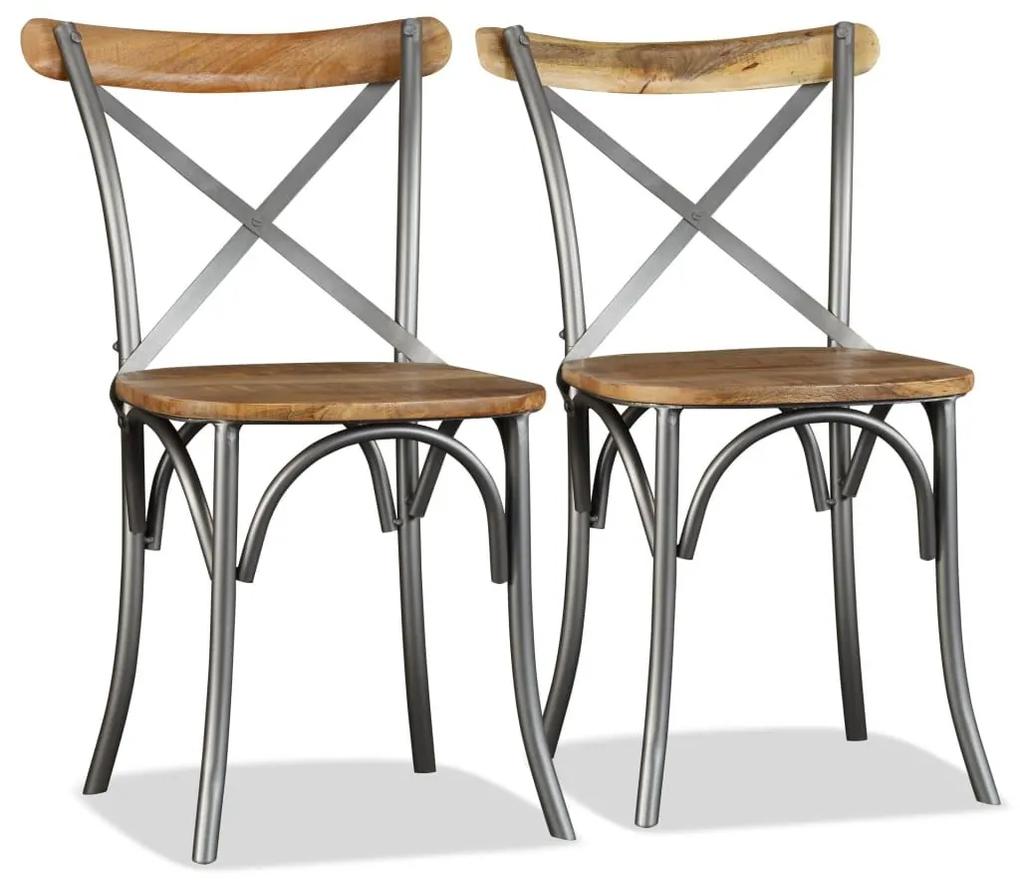 Καρέκλες Τραπεζαρίας 6 τεμ. από Μασίφ Ξύλο Μάνγκο και Ατσάλι - Πολύχρωμο