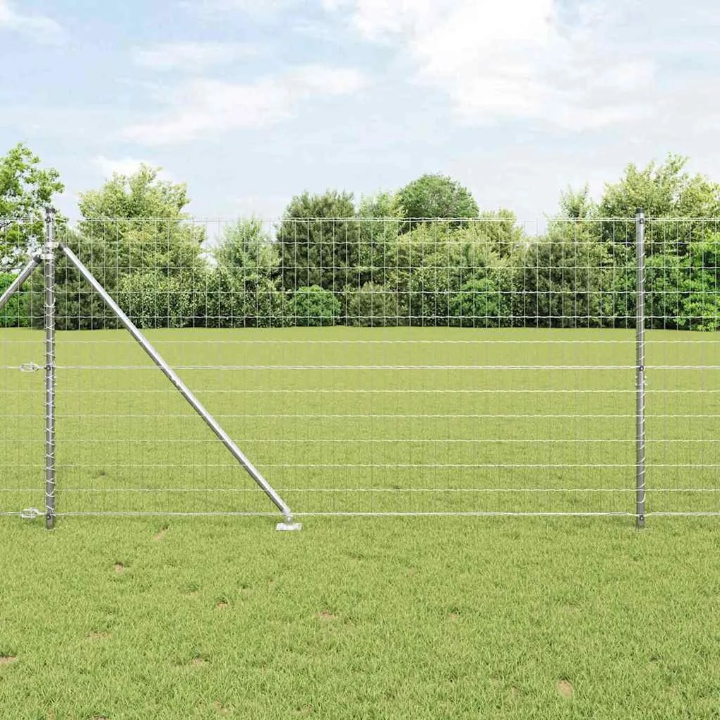 vidaXL Φράχτης με Στήλες. Ασημί 1.2 x 25 m Ατσάλι