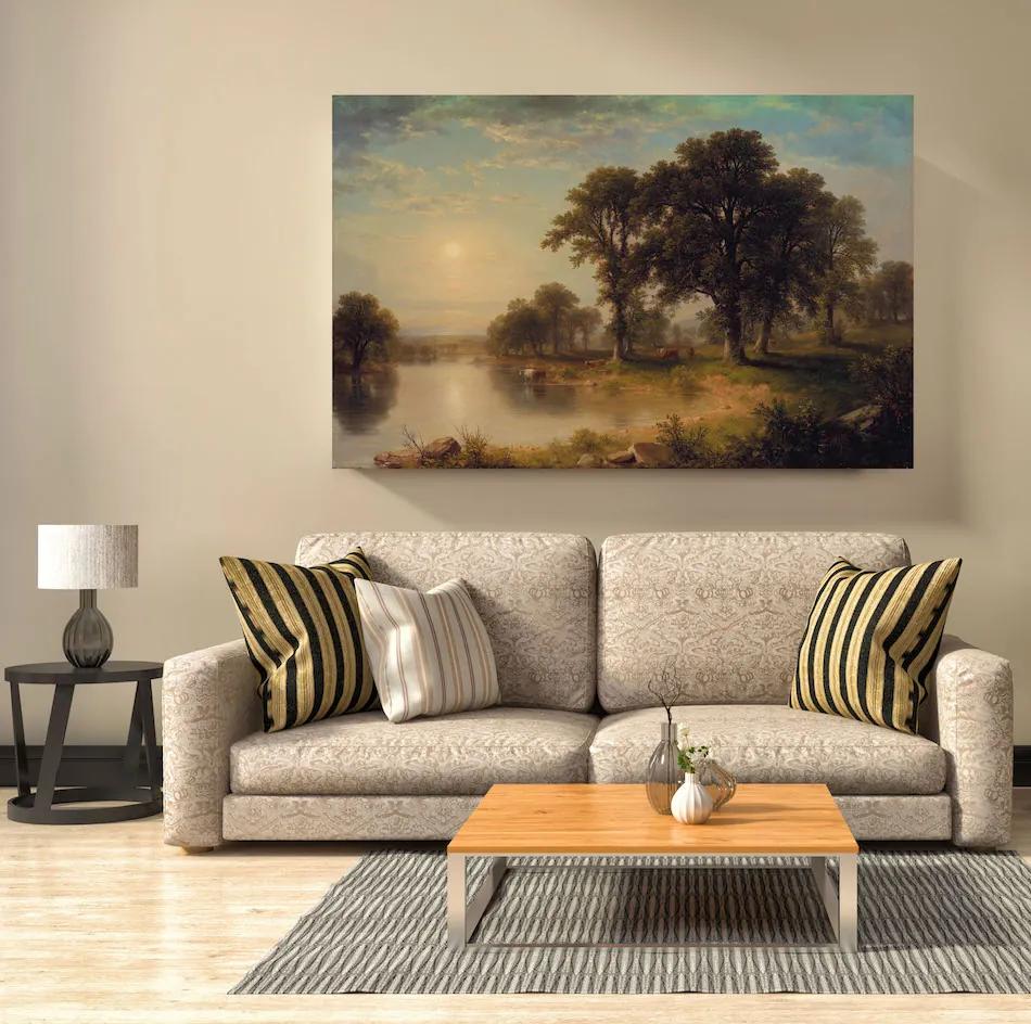 Πίνακας σε καμβά με λίμνη και δέντρα KNV841 120cm x 180cm Μόνο για παραλαβή από το κατάστημα