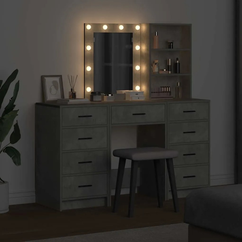 vidaXL Τραπέζι περιποίησης με συρτάρι 3 pcs Γκρι 40 x 41 x 135 εκ.