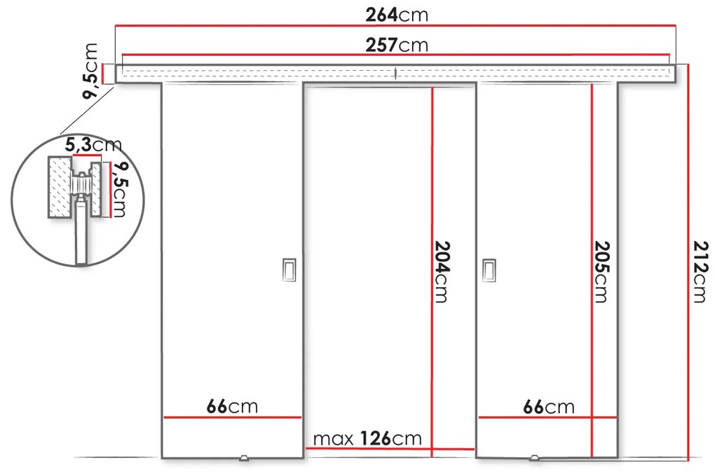 Συρόμενη πόρτα Werdi-Fusiko-172 x 205 εκ.