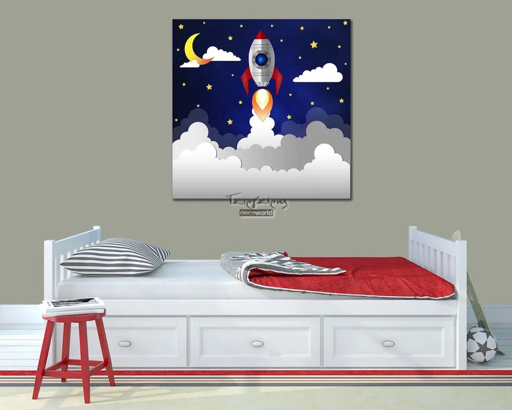 Παιδικός πίνακας σε καμβά με διαστημόπλοιο KNV043 125cm x 125cm Μόνο για παραλαβή από το κατάστημα