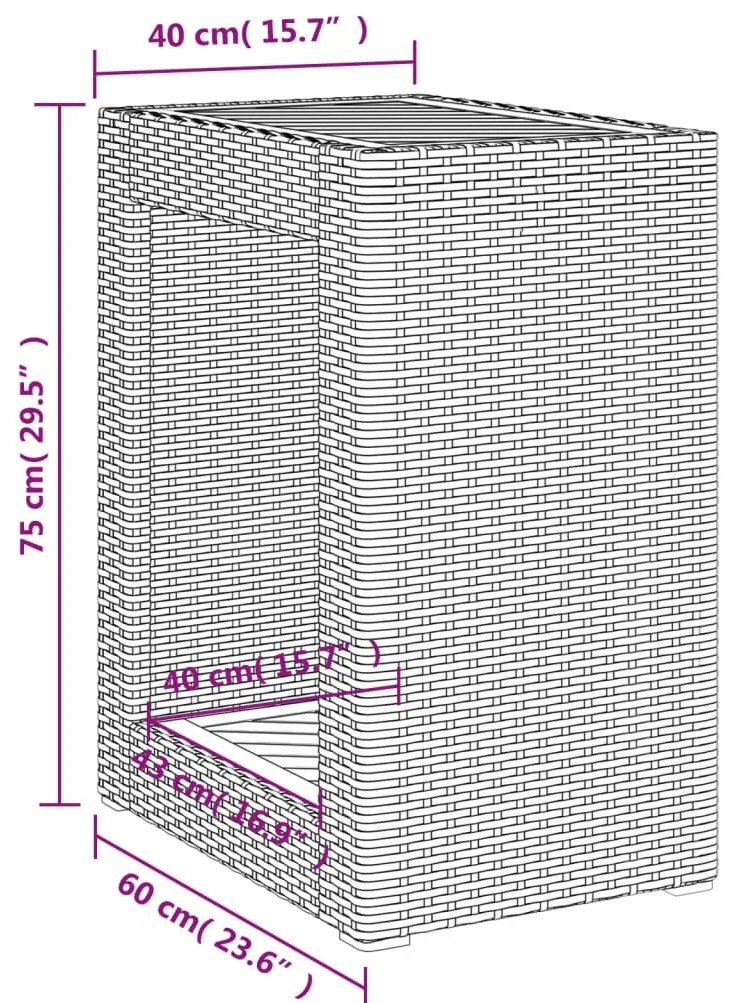 ΤΡΑΠΕΖΙ ΚΗΠΟΥ ΜΕ ΞΥΛΙΝΗ ΕΠΙΦΑΝΕΙΑ ΜΠΕΖ 60X40X75 ΕΚ ΣΥΝΘ. ΡΑΤΑΝ 366305