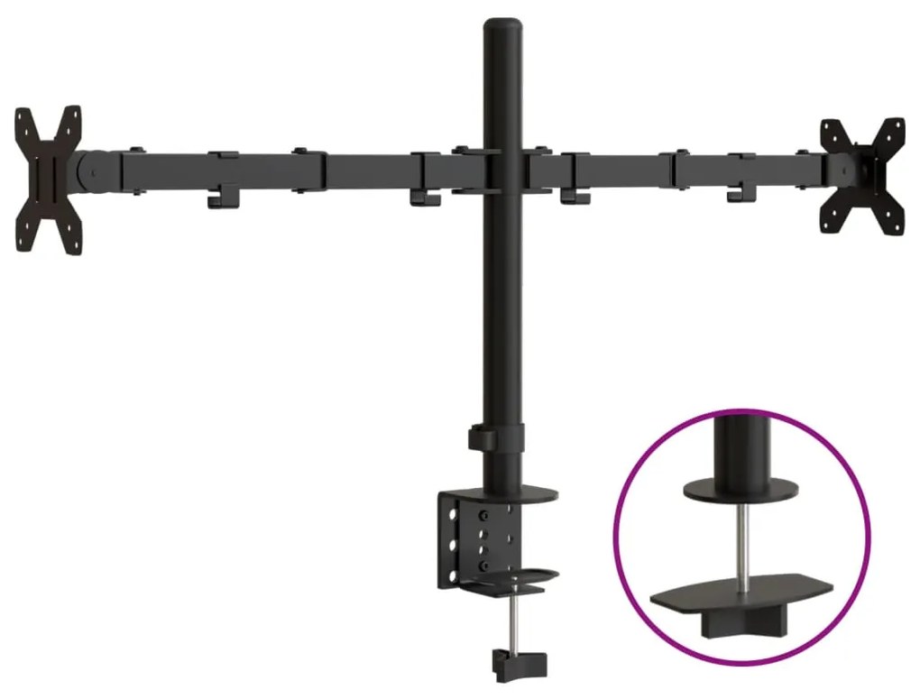 vidaXL Βάση Οθόνης Διπλή VESA Μαύρη 75/100 χιλ. από Ατσάλι