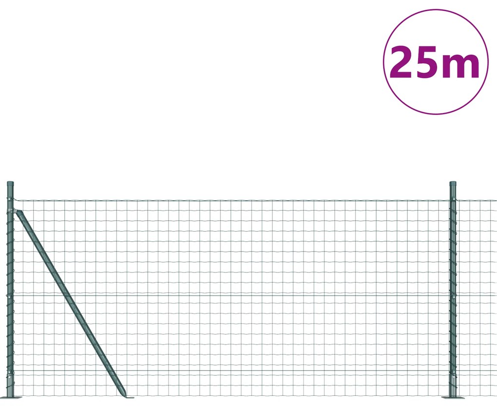 vidaXL Euro Fence με 13 Φλαγκερ Στήλες 1x25 μ Γαλβανισμένος Χάλυβας