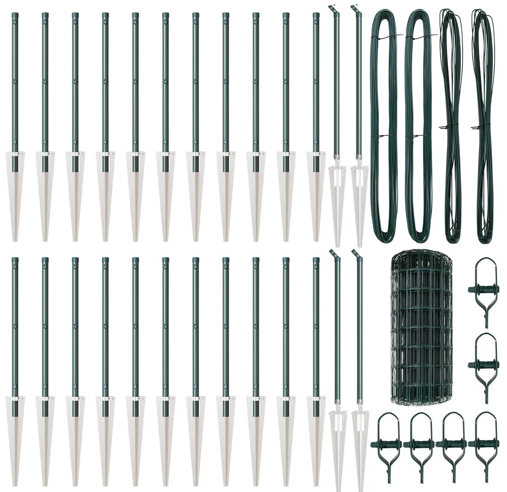 vidaXL Euro Fence με 13 Στηρίγματα 0.6x50 μ Γαλβανισμένος Χάλυβας Πράσινος