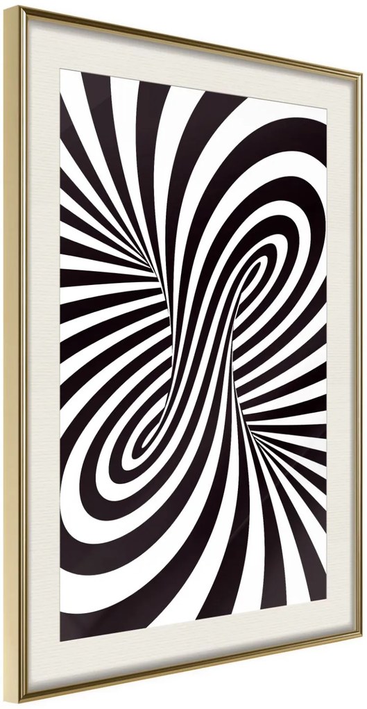 Αφίσα - Black and White Swirl - 20x30 - Χρυσό - Με πασπαρτού