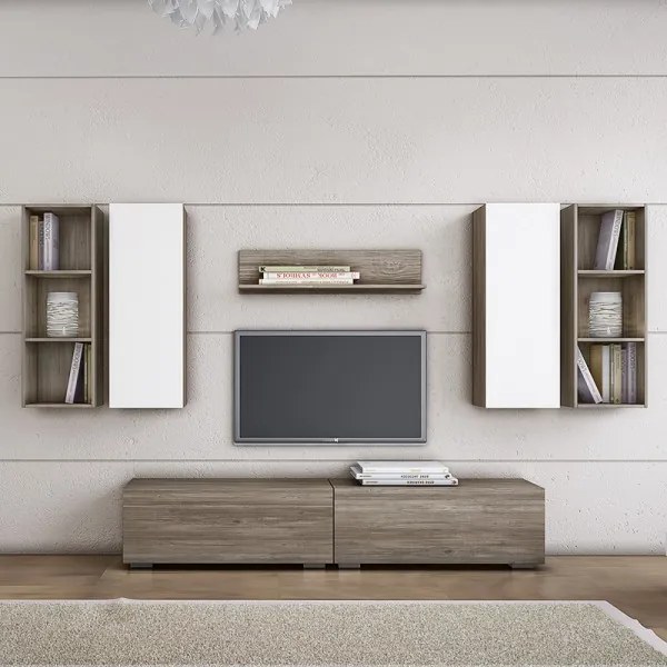 Intrahome Σύνθεση σαλονιού "SMART 5B" σε χρώμα σταχτί-λευκό Intrahomesa-00652664