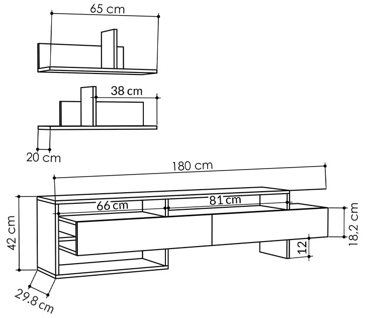 ΕΠΙΠΛΟ ΤΗΛΕΟΡΑΣΗΣ GARA MEGAPAP ΧΡΩΜΑ ΑΝΘΡΑΚΙ 180X29,8X42ΕΚ.