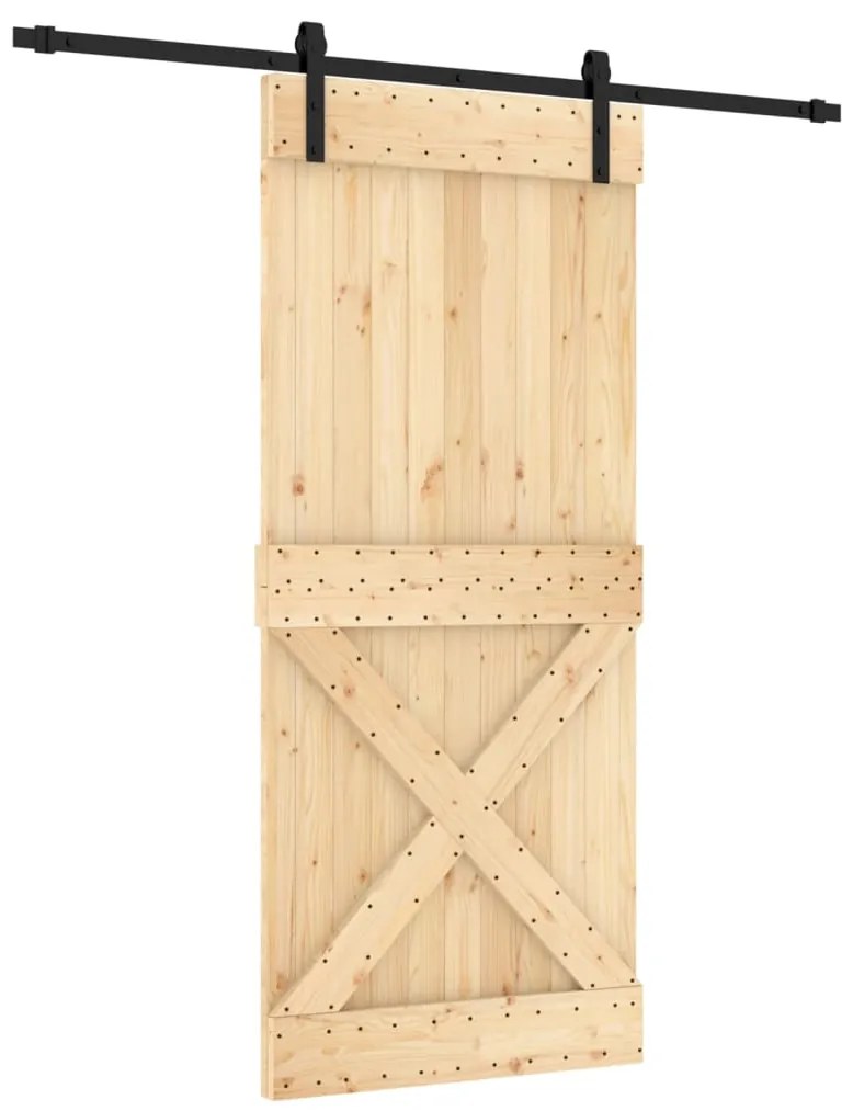 vidaXL Συρόμενη Μεσόπορτα με Μηχανισμό 90 x 210 εκ. Μασίφ Ξύλο Πεύκου