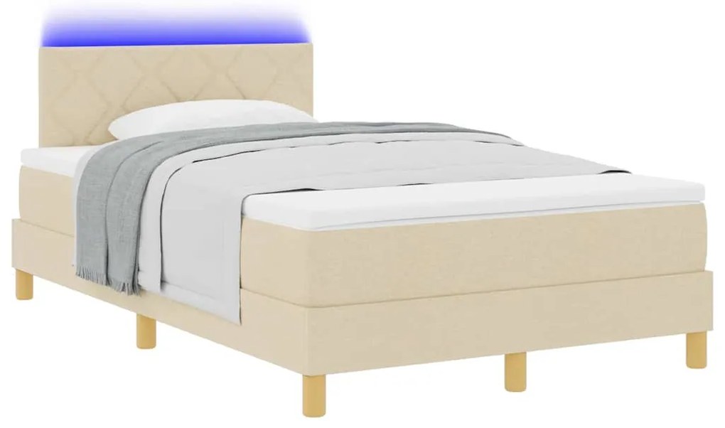 vidaXL Κρεβάτι με ελατήρια με στρώμα Κρεμ 120 x 200 cm ύφασμα