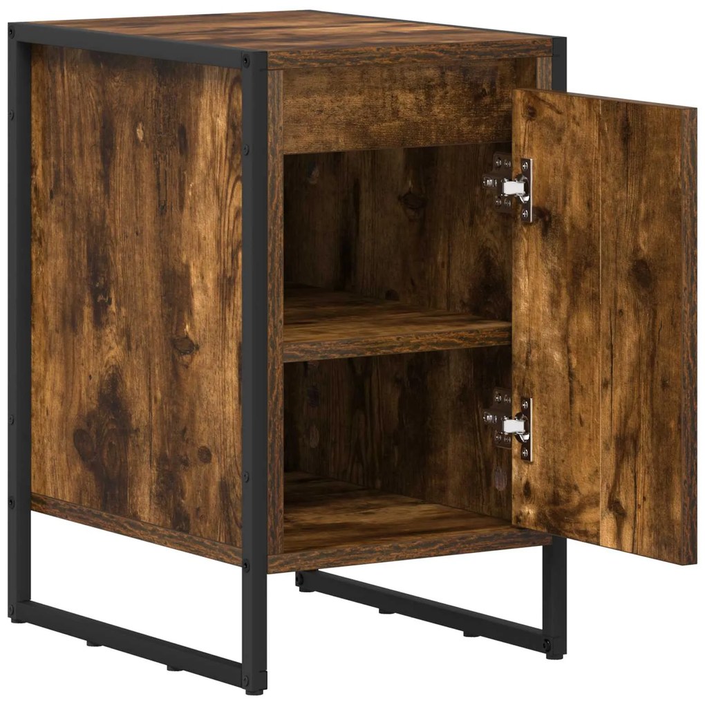 vidaXL Κομοδίνο Καπνιστό Δρύς 39,5 x 30 x 50 εκ Επεξεργασμένο ξύλο