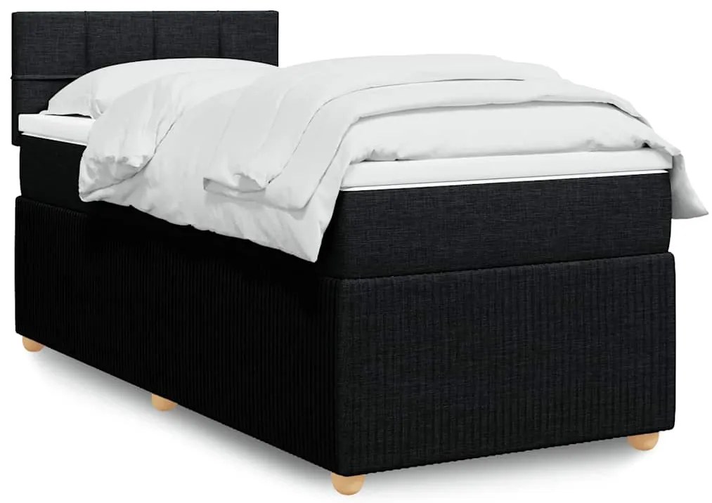 vidaXL Κρεβάτι Boxspring με Στρώμα Μαύρο 80 x 200 εκ. Υφασμάτινο