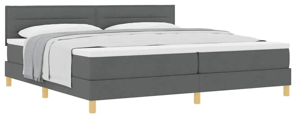 vidaXL Κρεβάτι box spring με στρώμα Σκούρο γκρι 200 x 200 cm ύφασμα