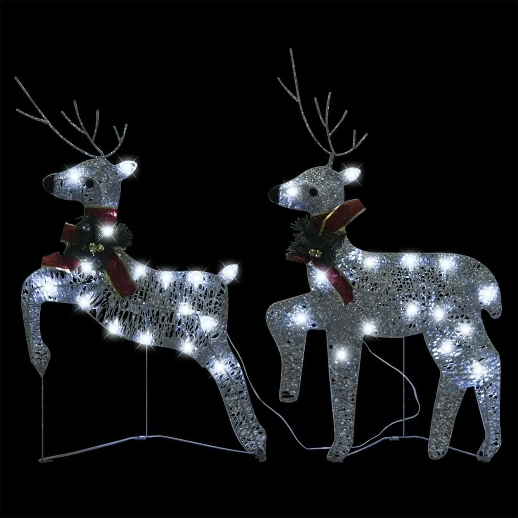 vidaXL Τάρανδοι & Έλκηθρο Χριστουγεννιάτικοι Εξ. Χώρου 140 LED Ασημί