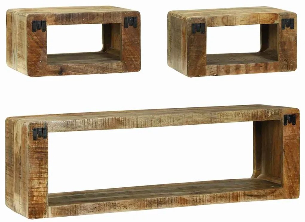 vidaXL Σετ Ντουλάπας Τηλεόρασης με ράφι 3 pcs Καφέ Μασίφ ξύλο μάνγκο