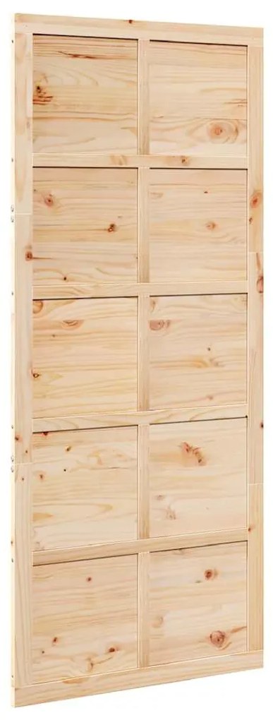 vidaXL Πόρτα αχυρώνα Καφέ 100 x 210 cm Μασίφ ξύλο πεύκου