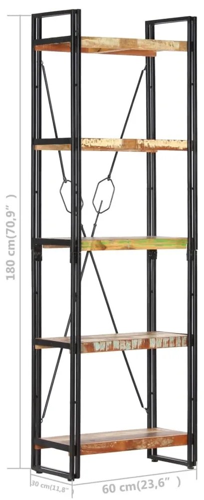 Βιβλιοθήκη με 5 Επίπεδα 60x30x180 εκ. Μασίφ Ανακυκλωμένο Ξύλο - Καφέ