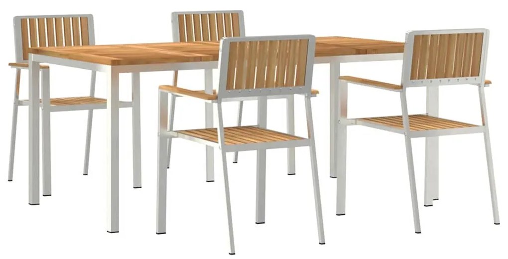 vidaXL Σέτ φαγητού για κήπο 5 pcs Καφέ Μασίφ ξύλο teak