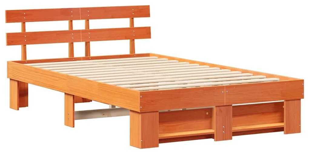 vidaXL Σκελετός Κρεβατιού με κεφαλάρι Κερωτό καφέ 140 x 190 cm