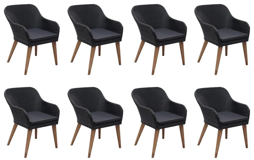 vidaXL Σετ Τραπεζαρίας Κήπου 9 τεμ. Μαύρο από Συνθετικό Ρατάν