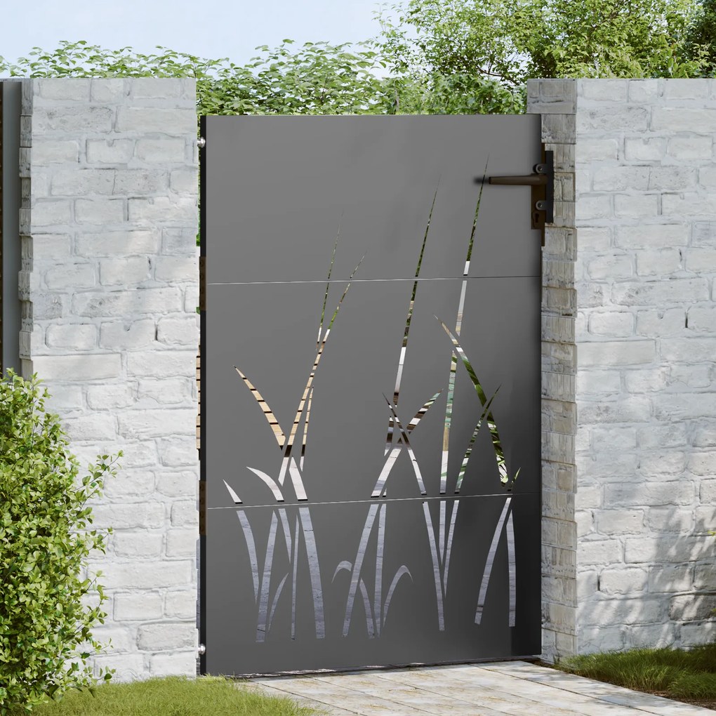 vidaXL Πύλη Κήπου Μαύρο 105 x 125 cm Ατσάλι με Επικάλυψη Πούδρας