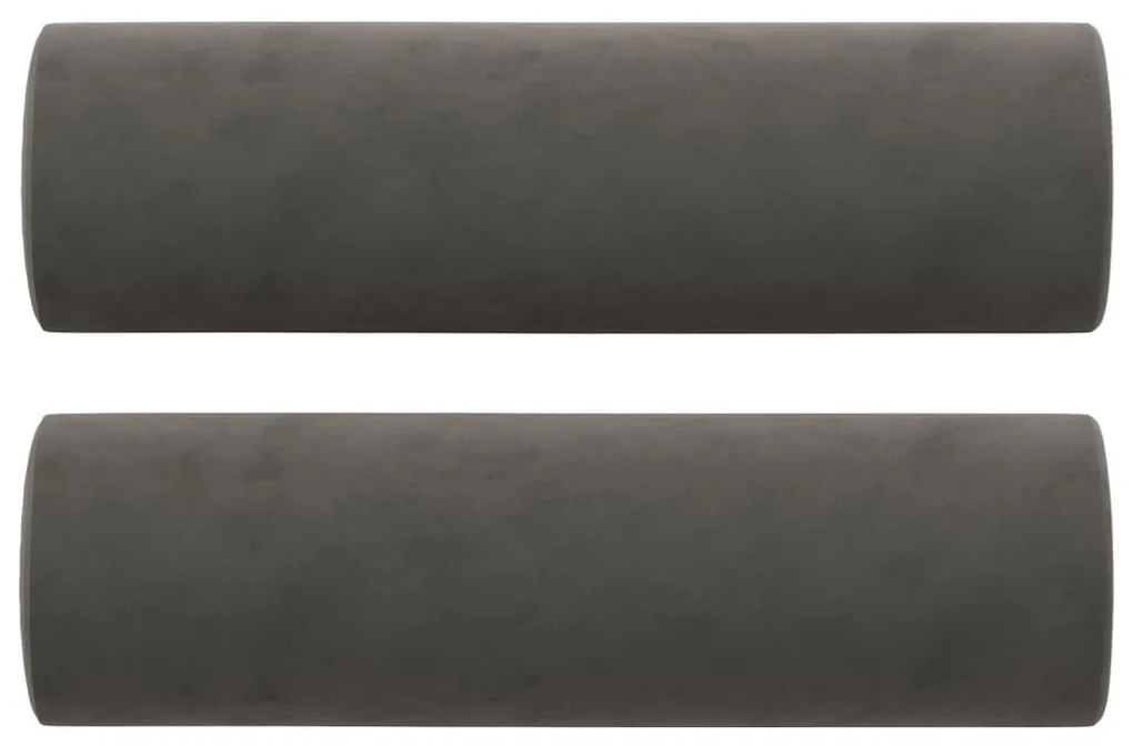 Μαξιλάρια Διακοσμητικά 2 τεμ. Σκούρο Γκρι Ø15x50 εκ. Βελούδινα - Γκρι