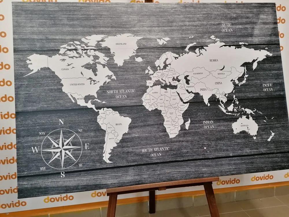 Εικόνα χάρτη με ξύλινο φόντο - 60x40