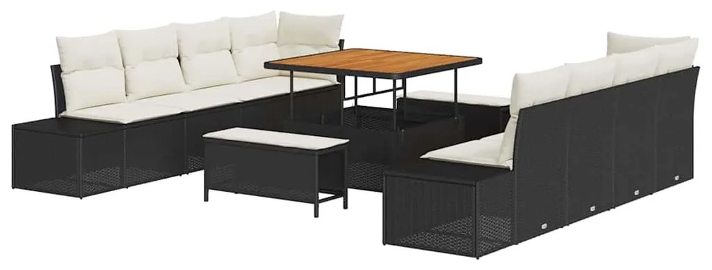 vidaXL Σετ Καναπέ Κήπου με μαξιλάρι 11 pcs Μαύρο Πολυ ράταν