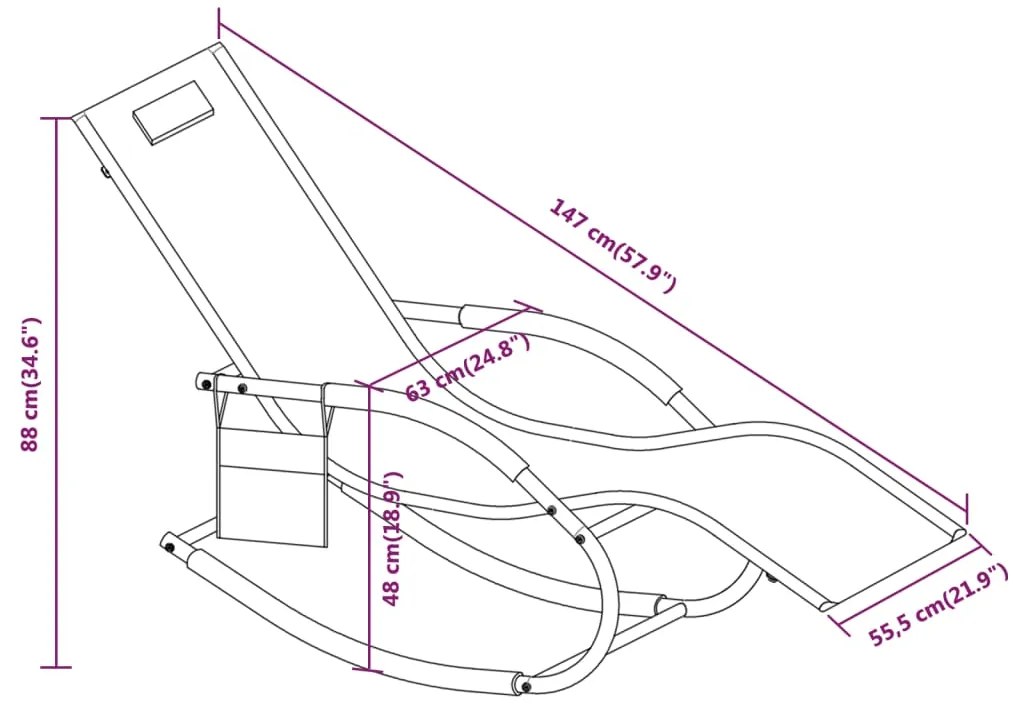 vidaXL Ξαπλώστρα Κουνιστή Μαύρη από Ατσάλι και Textilene