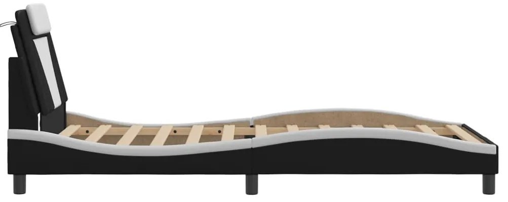 vidaXL Σκελετός Κρεβατιού Viana Χωρίς Στρώμα Μαύρο/Λευκό 100x200εκ.Συνθ. Δέρμα